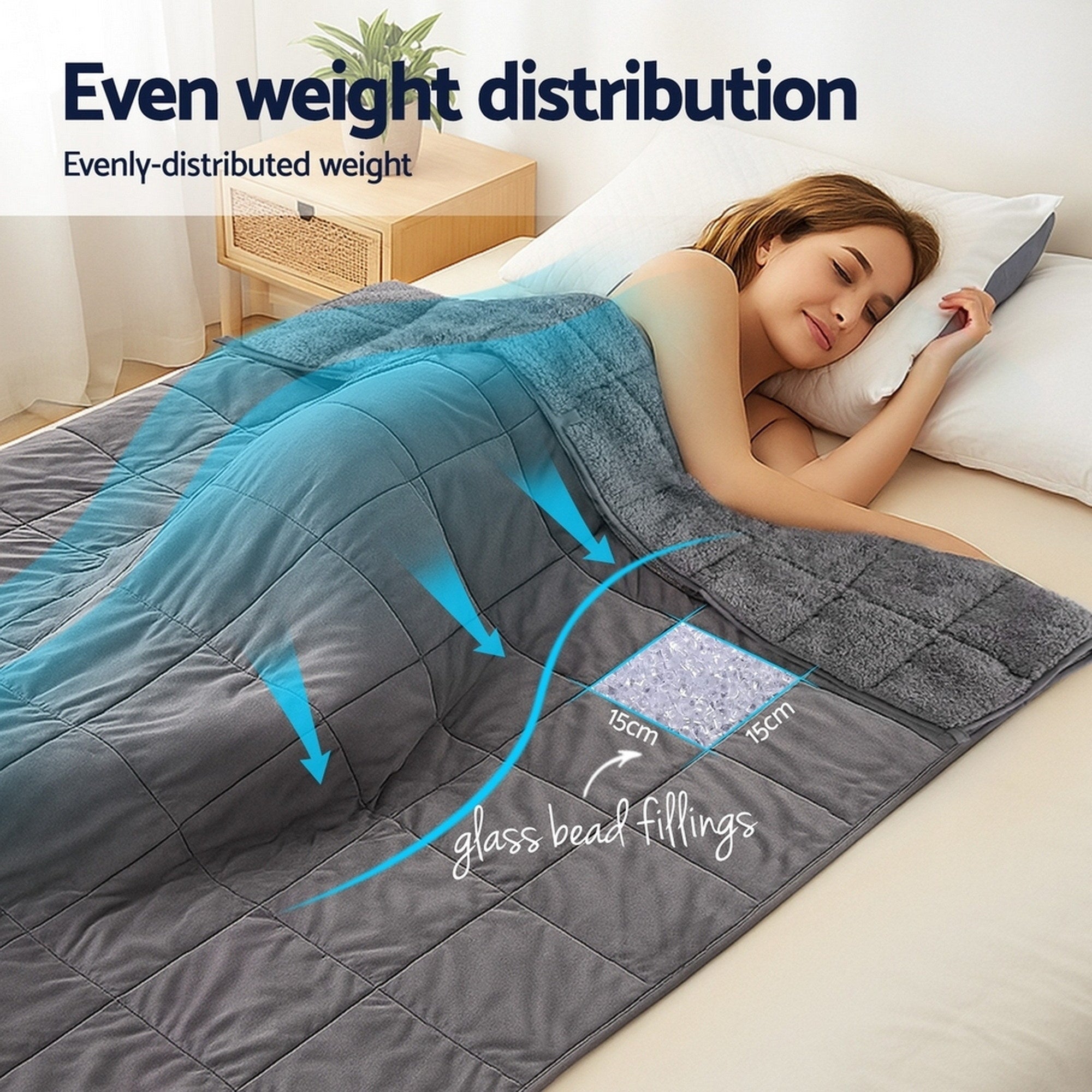 Giselle Bedding Weighted Blanket Fleece Sherpa Heavy Blanket 4.5KG WBLANKET-DUAL-152-45KG