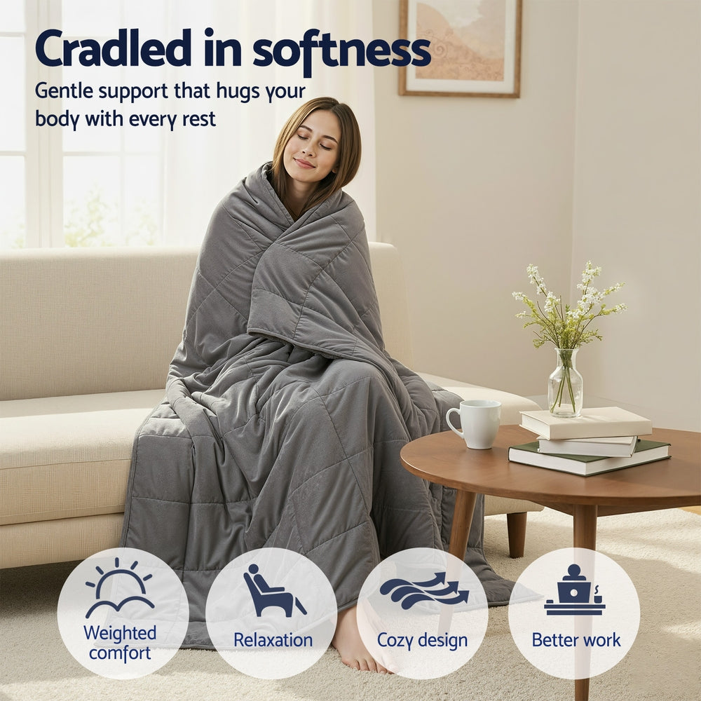 Giselle 11KG Weighted Blanket Adults Kid Anti Anxiety Gravity Blankets Sherpa Fleece WBLANKET-DUAL-203-11KG
