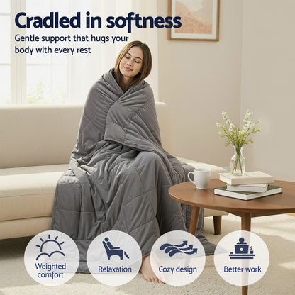 Giselle 11KG Weighted Blanket Adults Kid Anti Anxiety Gravity Blankets Sherpa Fleece WBLANKET-DUAL-203-11KG