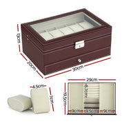 Embellir 12 Grids Watch Box Organizer Case Jewelry Display Storage Showcase