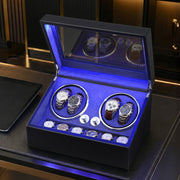 Embellir Watch Winder Automatic Double Watch Winder Box LED Black WBX-WIN-4WD-6SL-BK