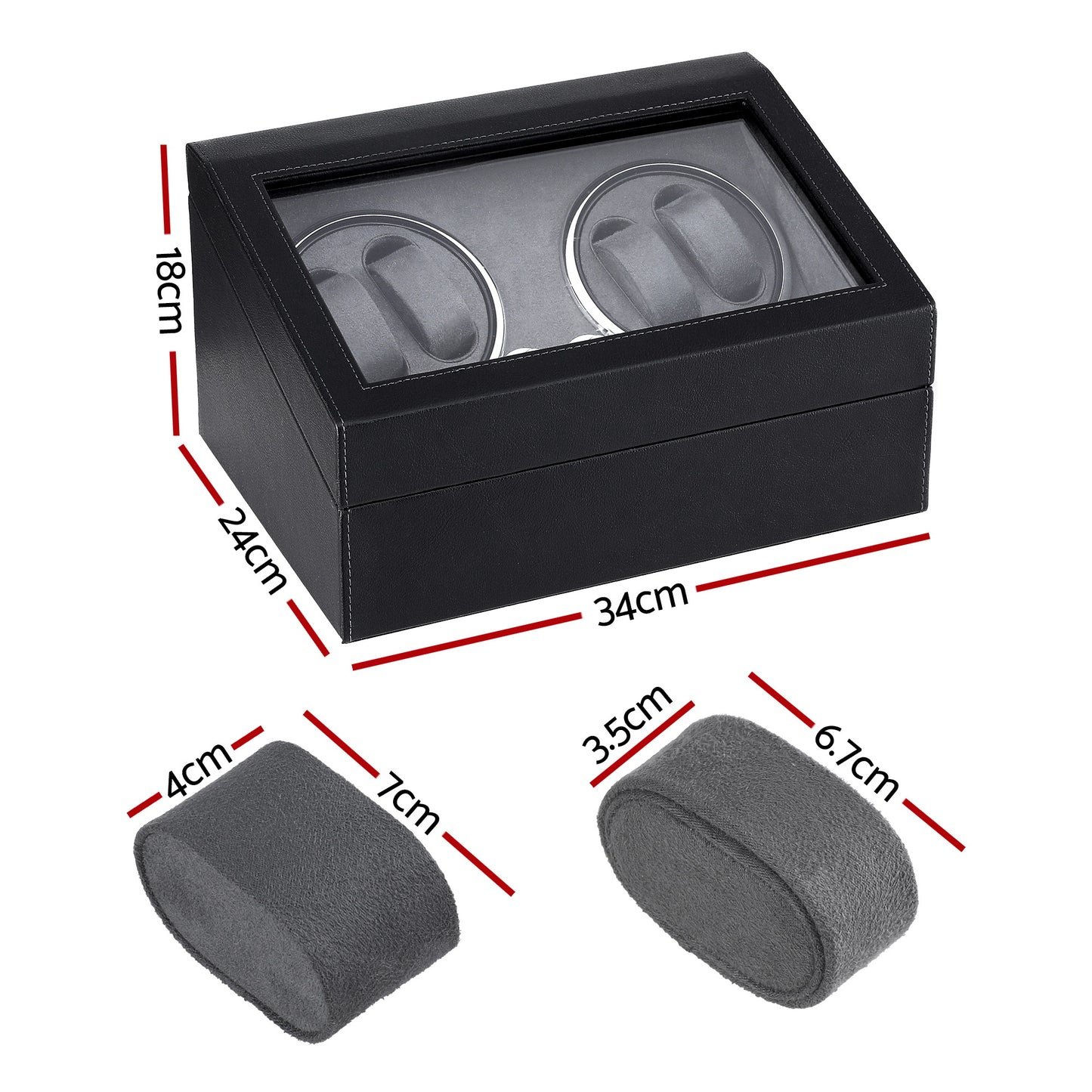 Embellir Watch Winder Automatic Double Watch Winder Box LED Black WBX-WIN-4WD-6SL-BK