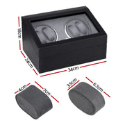 Embellir Watch Winder Automatic Double Watch Winder Box LED Black WBX-WIN-4WD-6SL-BK