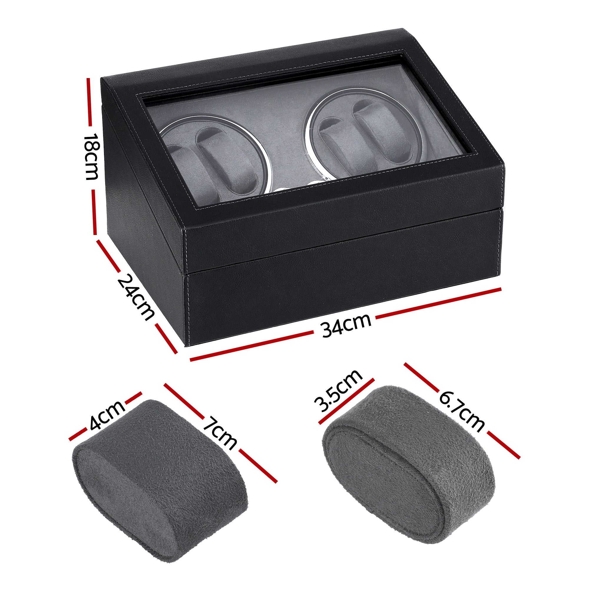 Embellir Watch Winder Automatic Double Watch Winder Box LED Black WBX-WIN-4WD-6SL-BK