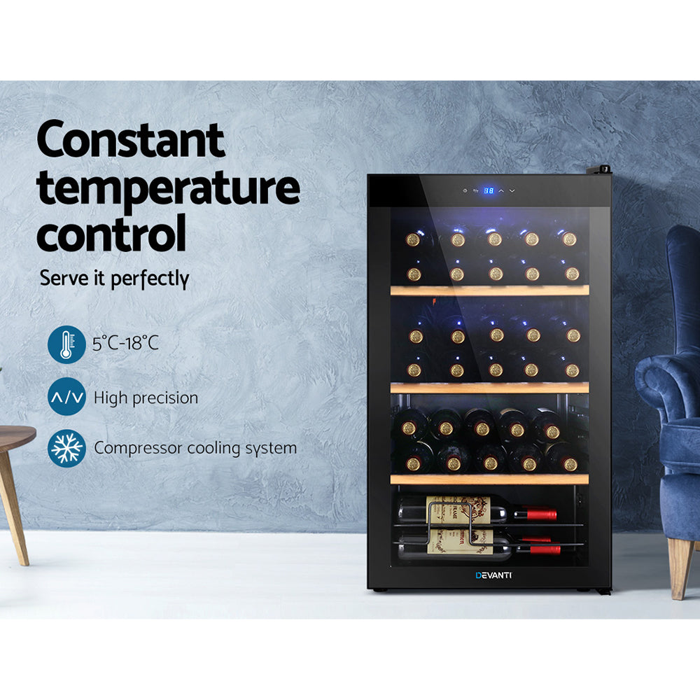 Devanti Wine Fridge Cooler 34 Bottles WC-34B-BK