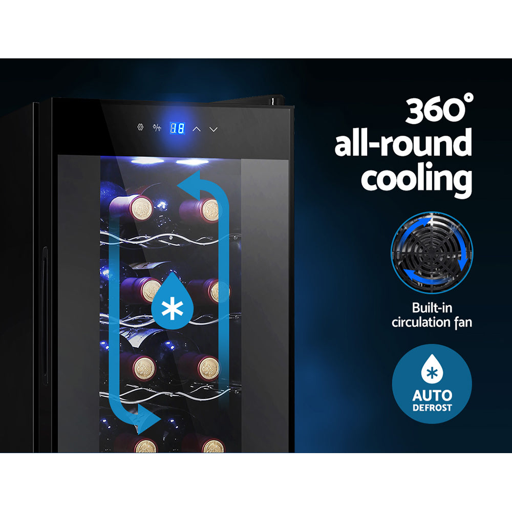 Devanti Wine Fridge Cooler 12 Bottles WC-35C-12B-BK