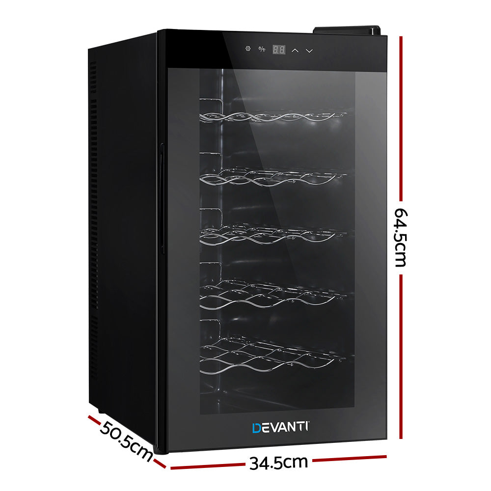 Devanti Wine Fridge Cooler 18 Bottles WC-50A-18B-BK