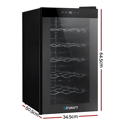 Devanti Wine Fridge Cooler 18 Bottles WC-50A-18B-BK