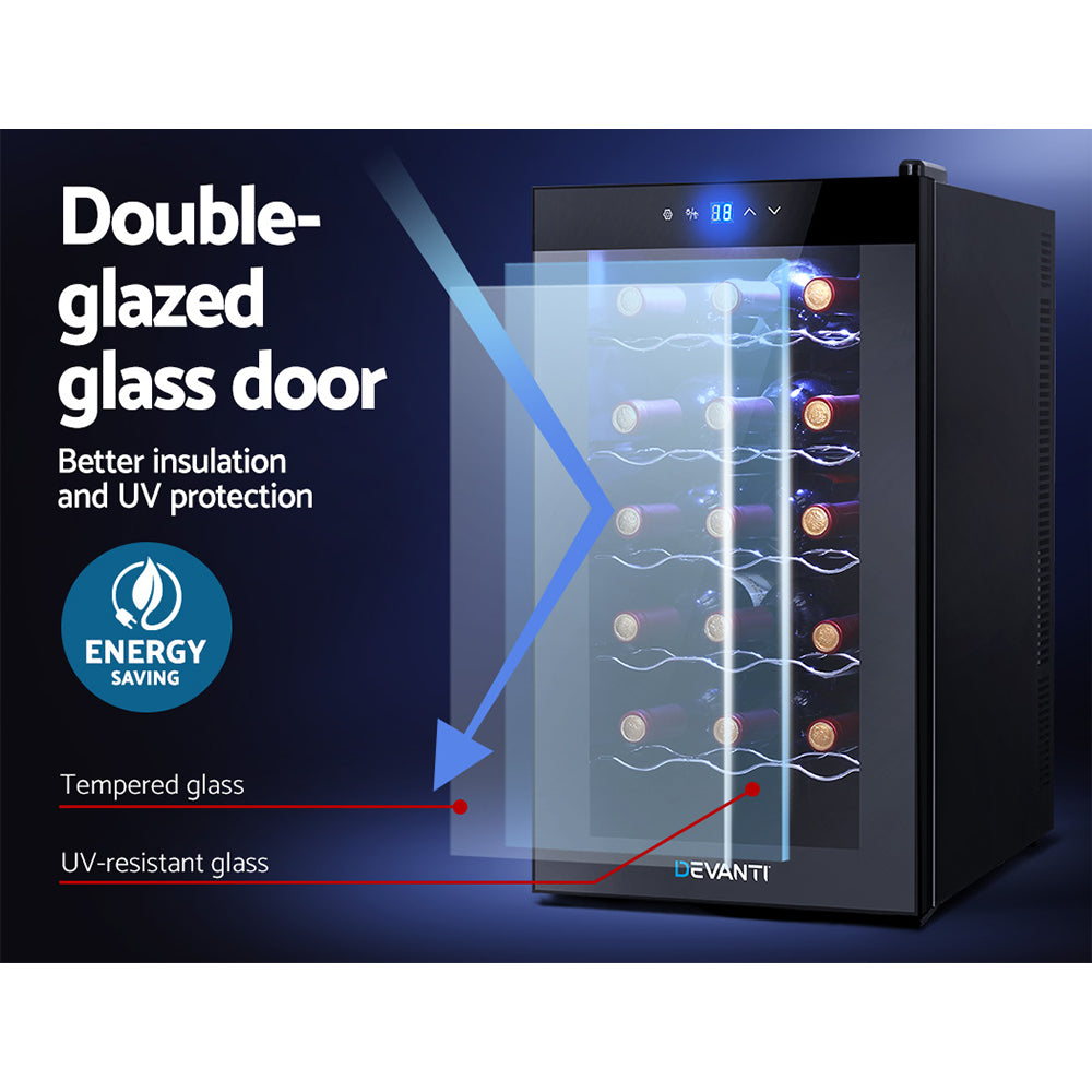 Devanti Wine Fridge Cooler 18 Bottles WC-50A-18B-BK