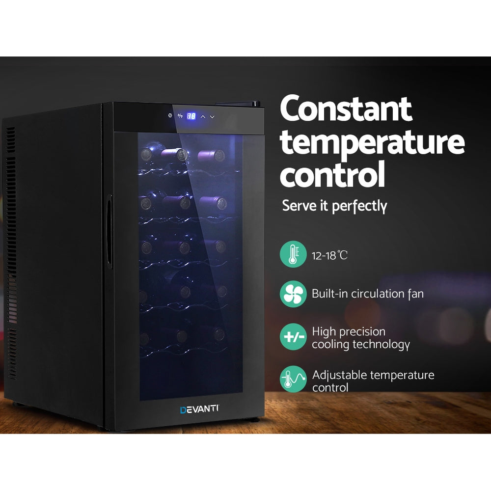 Devanti Wine Fridge Cooler 18 Bottles WC-50A-18B-BK