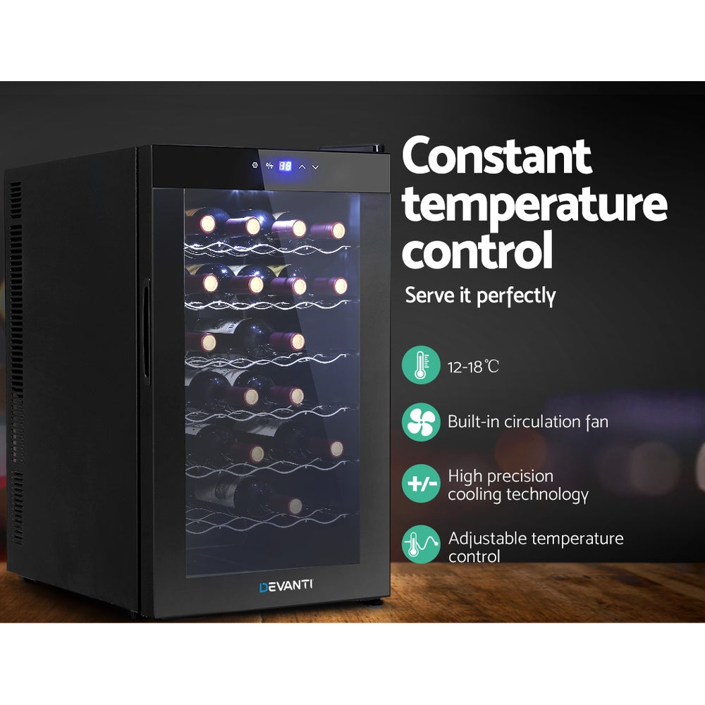 Devanti Wine Fridge Cooler 28 Bottles WC-70A-28B-BK