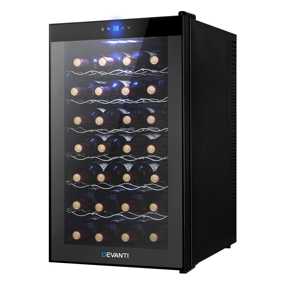 Devanti Wine Fridge Cooler 28 Bottles WC-70A-28B-BK