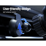 Devanti Wireless Car Charger Fast Charging Car Mount Vent Suction cup WC-A-001-BK
