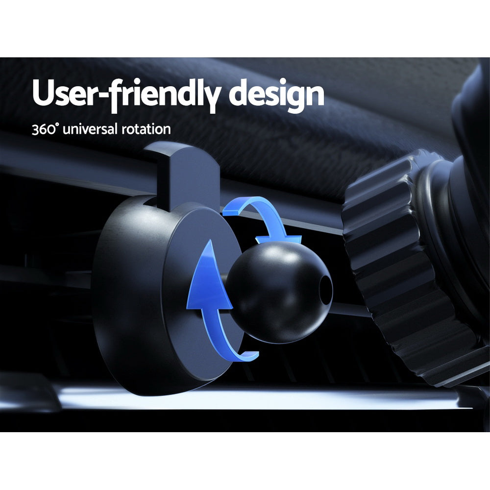 Devanti Wireless Car Charger Fast Charging Car Mount Vent Suction cup WC-A-001-BK