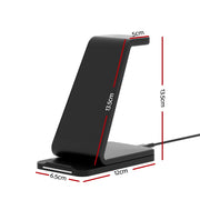 Devanti 3 in 1 Wireless Charger Dock 15W Fast Charging Stand WC-A-053-BK
