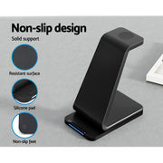 Devanti 3 in 1 Wireless Charger Dock 15W Fast Charging Stand WC-A-053-BK