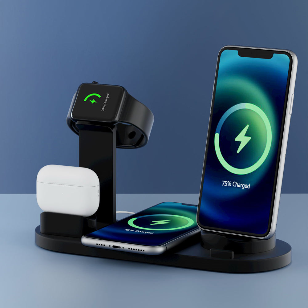 Devanti 4 in 1 Wireless Charger Multi-function Station for Phone Airpod iWatch 15W WC-A-063-15W-BK
