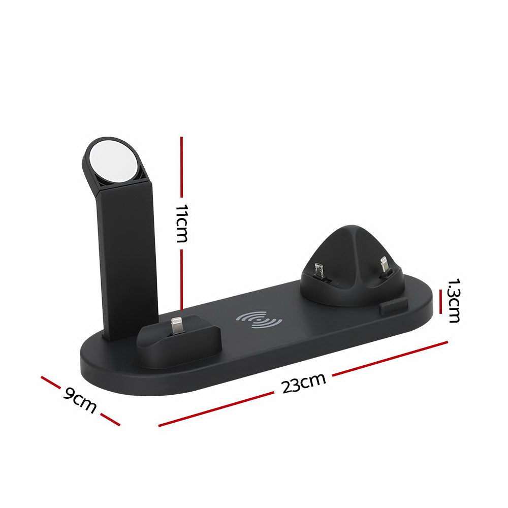 Devanti 4-in-1 Wireless Charger Dock Multi-function Charging Station for Phone WC-A-063-BK