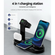 Devanti 4-in-1 Wireless Charger Dock Multi-function Charging Station for Phone WC-A-063-BK
