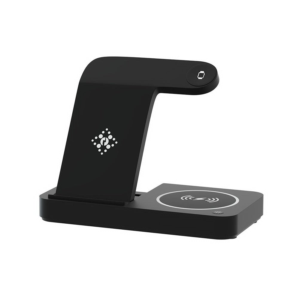 Devanti 4-in-1 Wireless Charger Station Fast Charging for Phone Black WC-A-101-BK