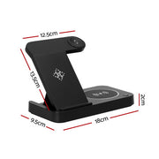 Devanti 4-in-1 Wireless Charger Station Fast Charging for Phone Black WC-A-101-BK