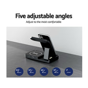 Devanti 4-in-1 Wireless Charger Station Fast Charging for Phone Black WC-A-101-BK