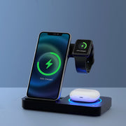 Devanti 4-in-1 Wireless Charger Station Fast Charging for Phone Black WC-A-101-BK