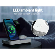 Devanti 4-in-1 Wireless Charger Dock Fast Charging for Phone White WC-A-101-WH