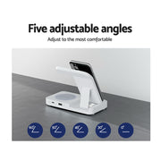Devanti 4-in-1 Wireless Charger Dock Fast Charging for Phone White WC-A-101-WH
