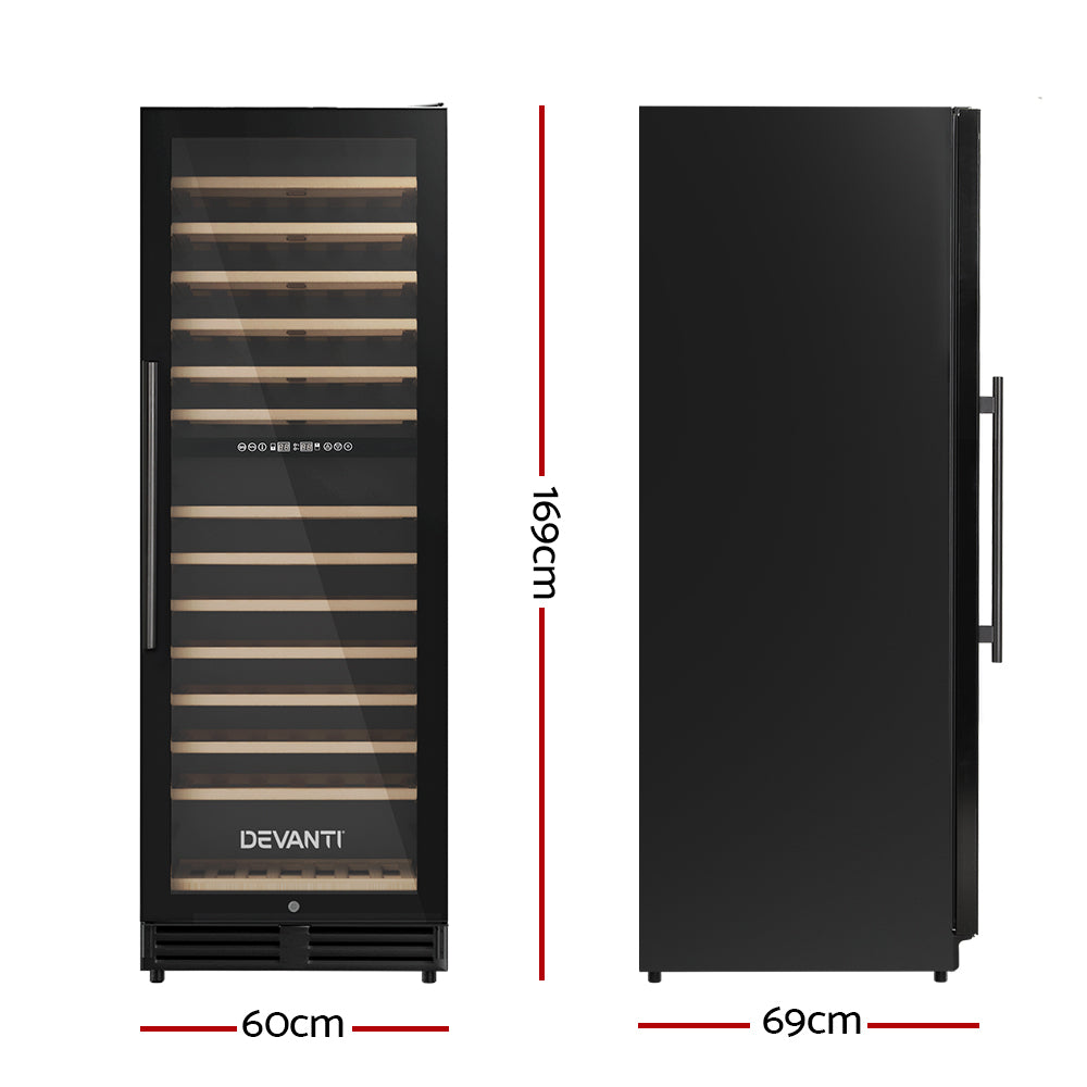 Devanti Wine Fridge Cooler Dual Zone 128 Bottles WC-C-408B-128B-BK