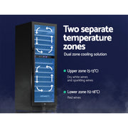 Devanti Wine Fridge Cooler Dual Zone 154 Bottles WC-C-408B-153B-BK