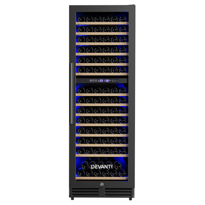 Devanti Wine Fridge Cooler Dual Zone 154 Bottles WC-C-408B-153B-BK