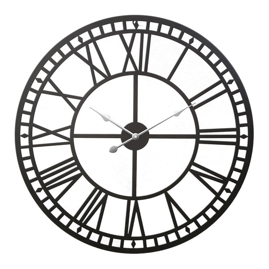 Artiss 60cm Wall Clock Large Roman Numerals Metal Black WC-IRON-191060-BK