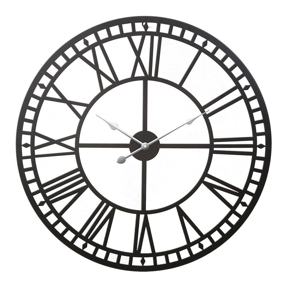 Artiss 80cm Wall Clock Large Roman Numerals Metal Black WC-IRON-191080-BK