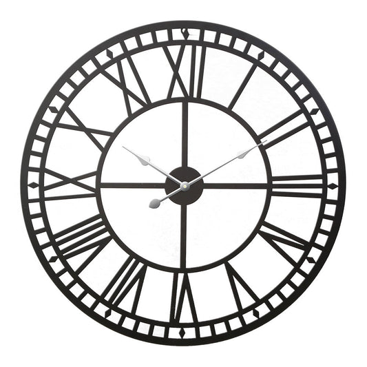Artiss 80cm Wall Clock Large Roman Numerals Metal Black WC-IRON-191080-BK