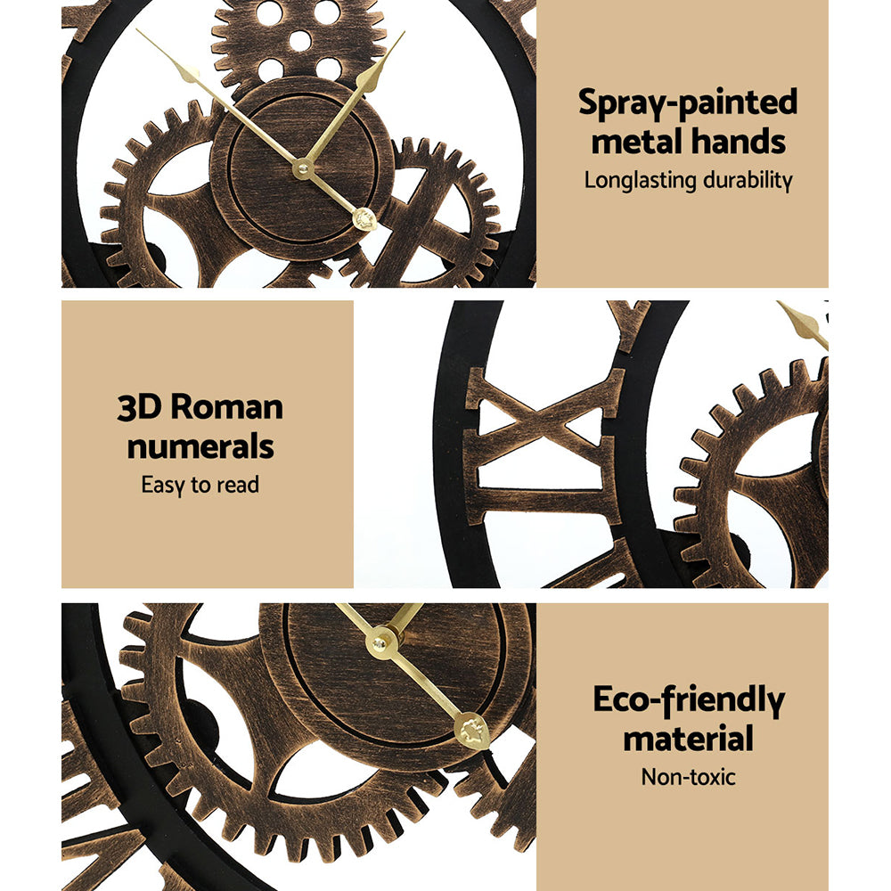 Artiss 80cm Wall Clock Large Retro Roman Numerals Brown WC-MDF-182080-BK