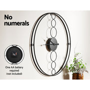 Artiss 75cm Wall Clock Large No Numeral Round Black WC-MT-01-75-BK