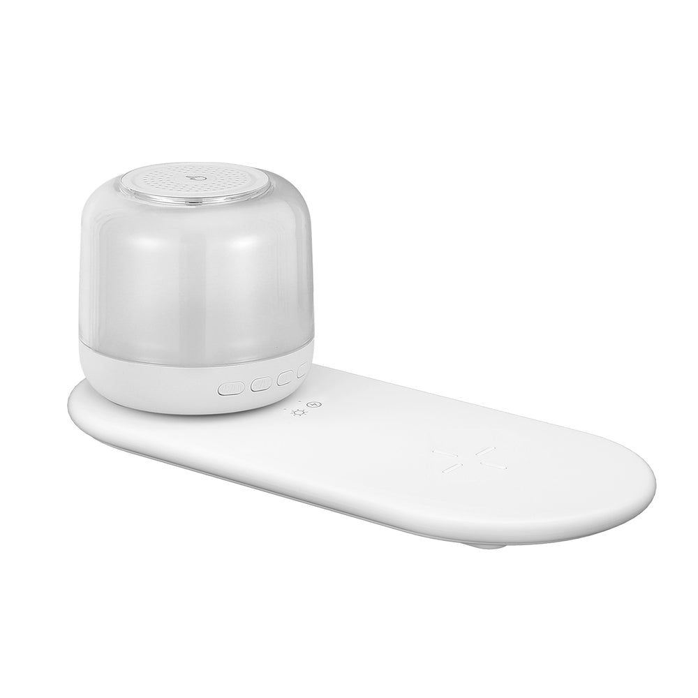 Devanti 3 in 1 Wireless Charger 15W Fast Charging RGB Light Bluetooth Speaker for Phone WC2-B-NL-02-WH