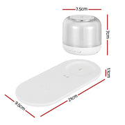 Devanti 3 in 1 Wireless Charger 15W Fast Charging RGB Light Bluetooth Speaker for Phone WC2-B-NL-02-WH
