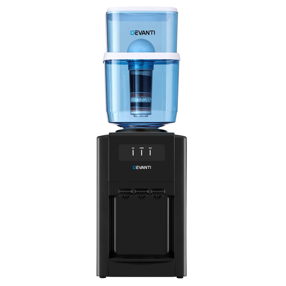 22L Devanti Water Cooler Dispenser Bench Top 3 Taps Chiller Filter Purifier Three Taps Balck WD-1103-22L-BK
