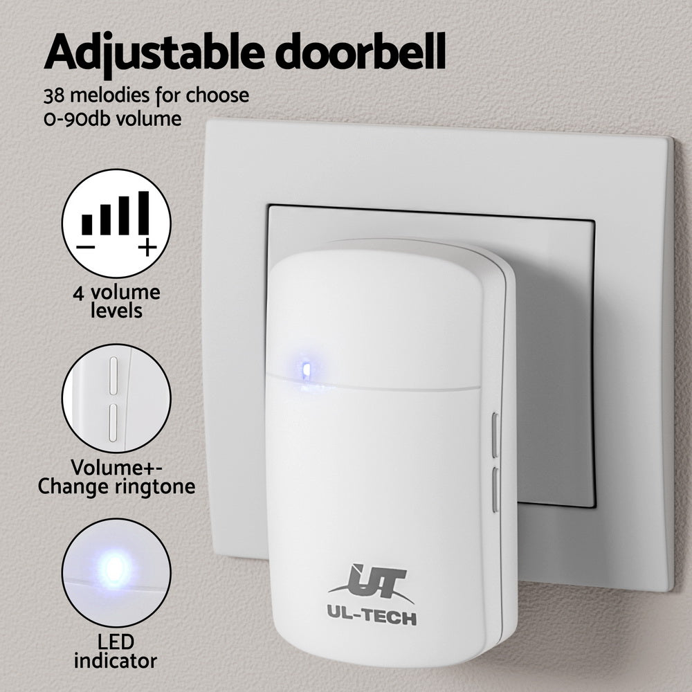 UL-tech Wireless Doorbell Plugin Receiver WD-1RECEIVER-WH