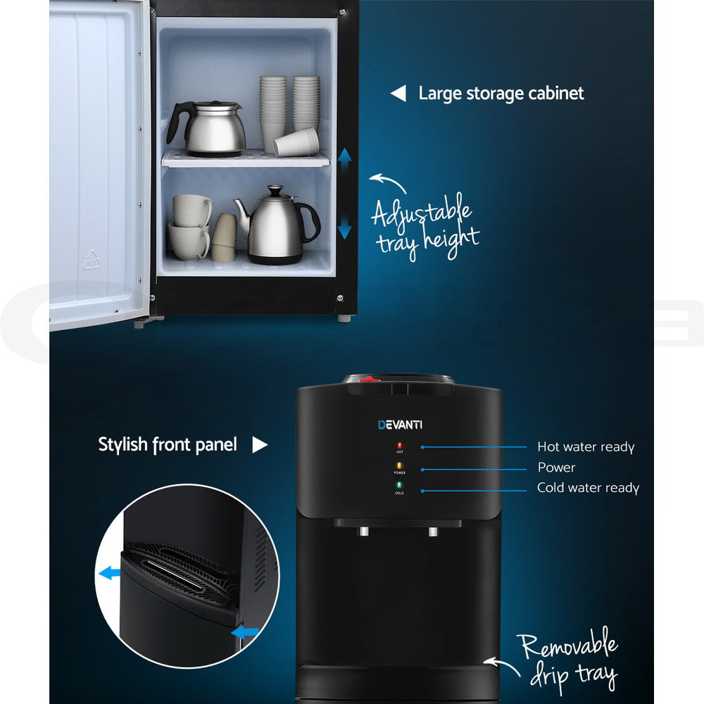 Devanti Water Cooler Dispenser Stand 22L Bottle Black w/2 Filter WD-5312-22BP-2FT-BK