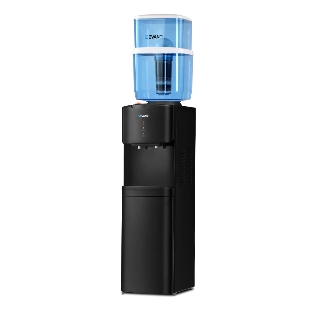 Devanti Water Cooler Dispenser Stand 22L Bottle Black w/2 Filter WD-5312-22BP-2FT-BK
