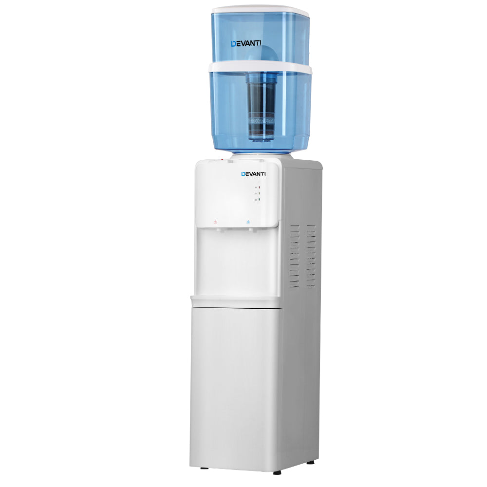 Devanti Water Cooler Dispenser Stand 22L Bottle White w/2 Filter WD-5312-22BP-2FT-WH
