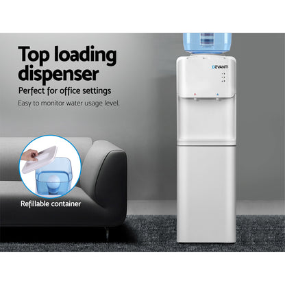 Devanti Water Cooler Dispenser Stand 22L Bottle White w/2 Filter WD-5312-22BP-2FT-WH