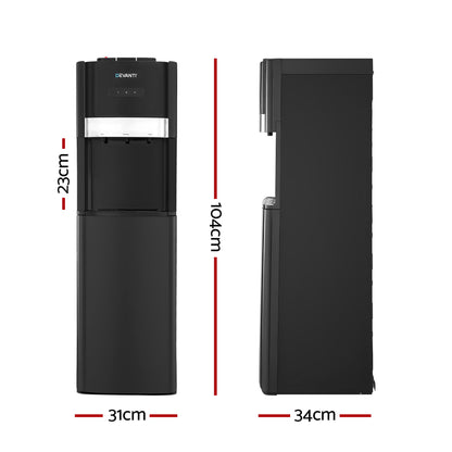 Devanti 3 Taps Water Cooler Dispenser Bottom Loading Dispenser Chiller Filter Purifier WD-602-3T-BK