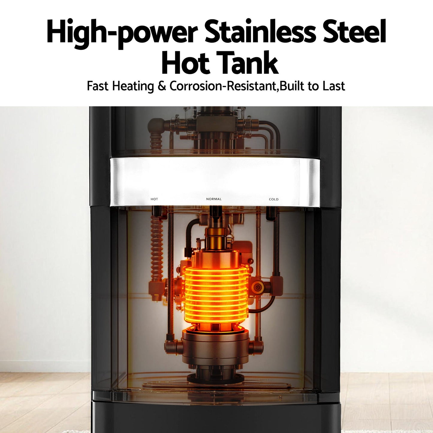 Devanti 3 Taps Water Cooler Dispenser Bottom Loading Dispenser Chiller Filter Purifier WD-602-3T-BK
