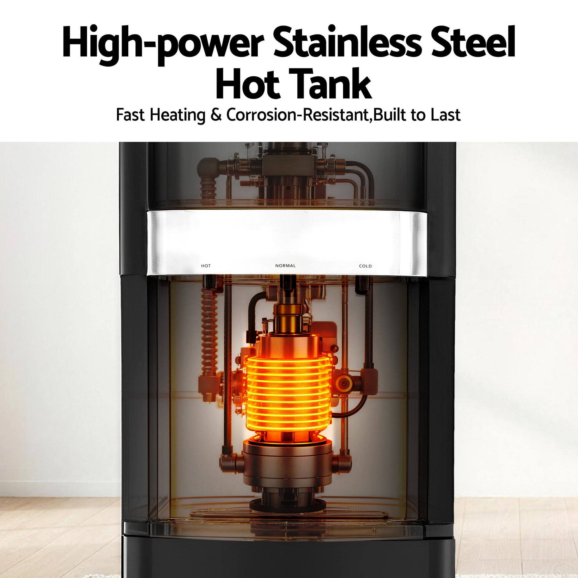 Devanti 3 Taps Water Cooler Dispenser Bottom Loading Dispenser Chiller Filter Purifier WD-602-3T-BK