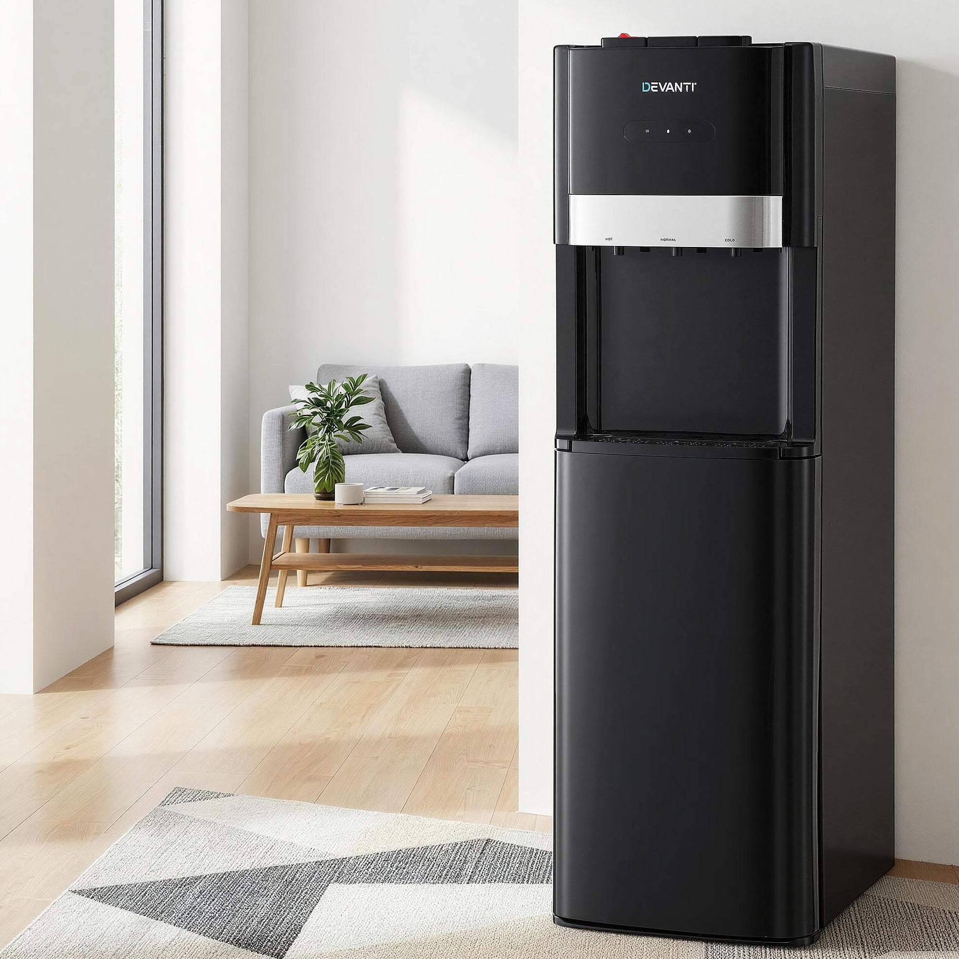 Devanti 3 Taps Water Cooler Dispenser Bottom Loading Dispenser Chiller Filter Purifier WD-602-3T-BK