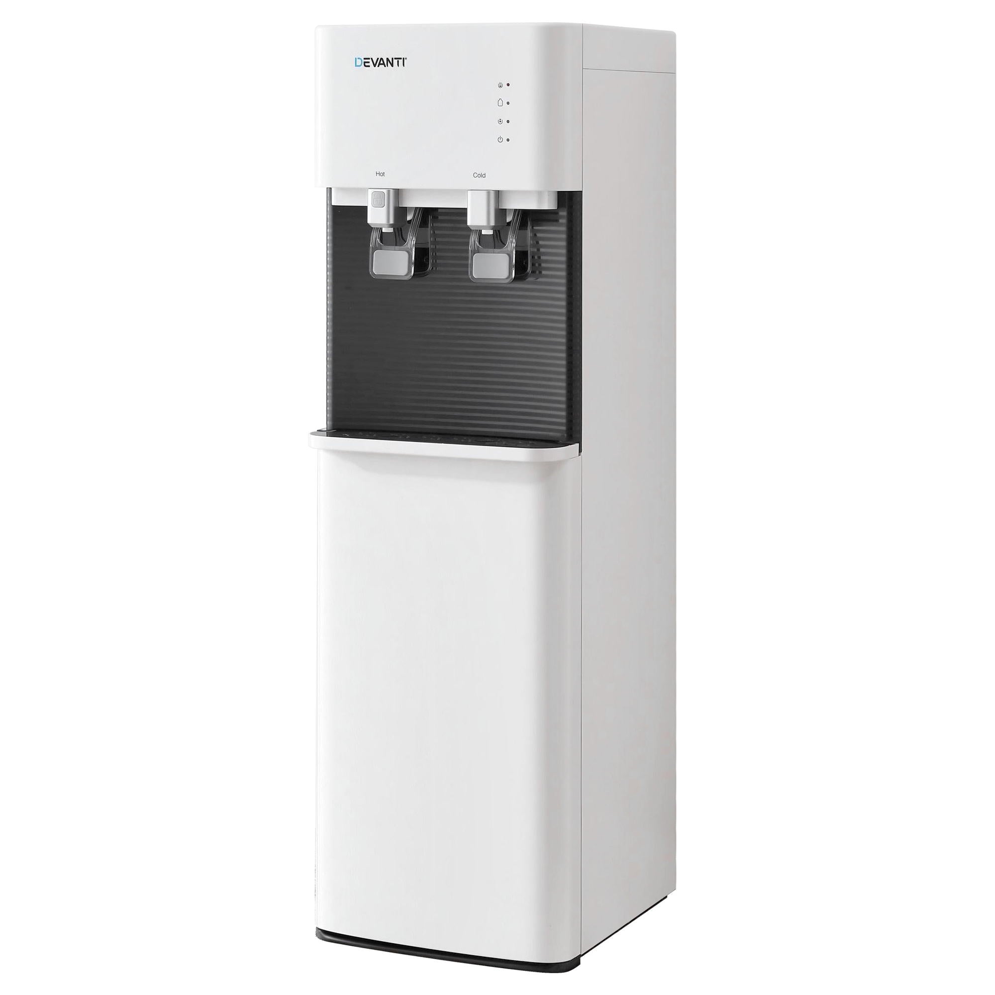 Devanti 2 Taps Water Cooler Dispenser Bottom Loading Dispenser Chiller Filter Purifier WD-608-2T-WH